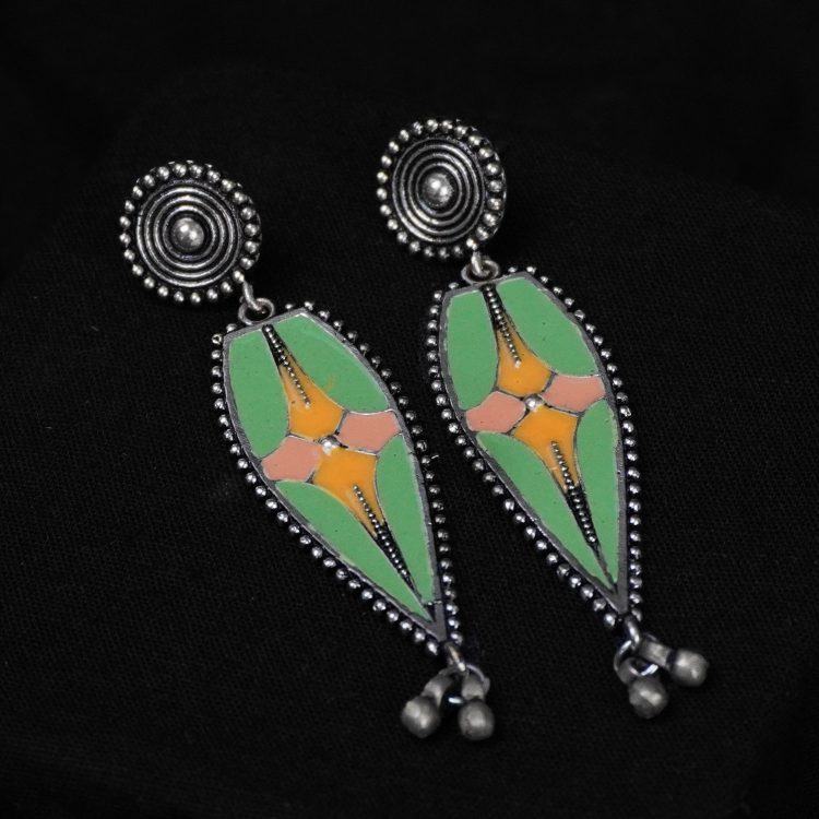 Traditional Green Long Earings